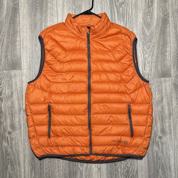 Free Country Other - Free Country Down Fill Puffer Vest Mens XXL Orange Zip Hiking Hunting Gorpcore